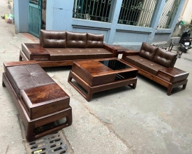 BỘ SOFA GỖ HIỆN ĐẠI – DA CAO CẤP