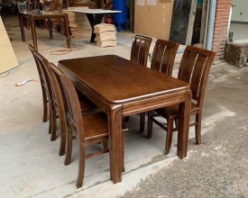 Bộ Bàn Ăn 6 Ghế gỗ nâu đậm sang trọng